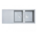 Aqu Concrete Grey Double Bowl with Drainer Board Granite Stone Kitchen Sink Aqu Concrete Grey Double Bowl with Drainer Board Granite Stone Kitchen Sink